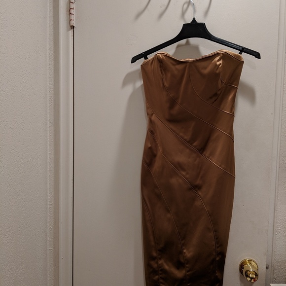Bebe gold sheath satin dress - Picture 7 of 7